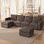 Taupe(4 Seater Sofa With 2 Ottomans))
