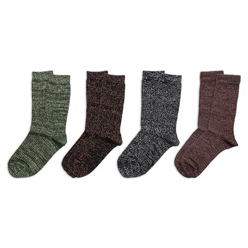 Image of RAFRAY Women's Glitter Socks Crew Length, Premium Shiny Sparkly Socks in Gift Box, 4 Pairs, Size US W: 5-9.5 EU: 36-40