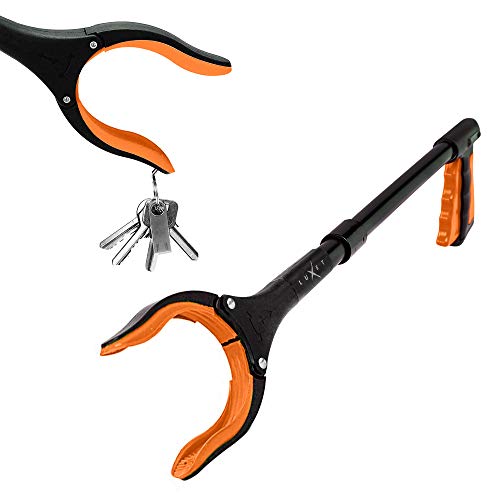 Grabber Reacher Tool 19 Inch Long Foldable Pick Up Stick - Strong Grip Magnetic Tip - Heavy Duty Trash Picker Claw Reacher Grabber Tool Elderly Wheelchair Mobility Aid (Orange)