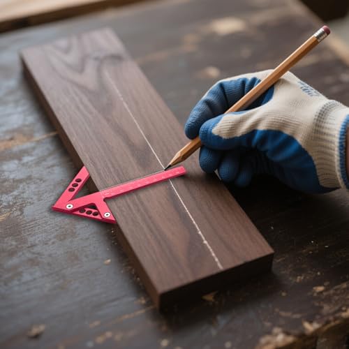 Mittenfinder, Genaue Zentrierwinkel mit 90/45 Grad Winkel, Aluminiumlegierung Speedmarker 105mm Lineal, Vielseitig Mittenfinder mit 2 Schrauben für Drechselbank Holzbearbeitung Carpenter