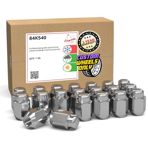 Image of Wheel Accessories Parts 20 Pcs 7 /16 inch-20 Thread Acorn 35mm 1.38 inch Long Lug Nuts Chrome 13 /16 inch 21mm Hex Fits Many Classic Chevrolet, Buick, Pontiac Vehicles