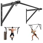 Wall Mounted Pull Up Bar, Adjustable Depth 51" Chin Up Bar, Strength Training Pull-Up Bars 500LBS Weight Capacity, Home or Garage Gym Chin Up Workout Training Station