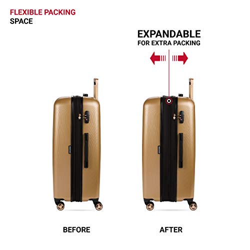 Image of SwissGear 7272 Energie Expandable Hardside Luggage with Spinner Wheels and TSA Lock, Gold, Checked-Large 27-Inch