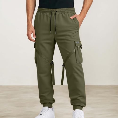 Men's Running Sweatpants Loose Fit Elastic Waist Breathable Jogger Pants Summer Casual Workout Fleece Trousers2