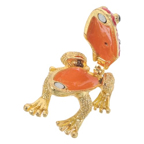 Milisten Joyero Figura de Rana Esmaltada Roja, Caja Organizadora de Joyas Bisagras para Anillos y Pendientes, Caja Vintage Decorativa para Almacenamiento en Escritorio y Hogar