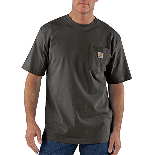Carhartt mens K87 Workwear Short Sleeve T-shirt (Regular and Big & Tall Sizes) work utility t shirts, Peat, 4X-Large US