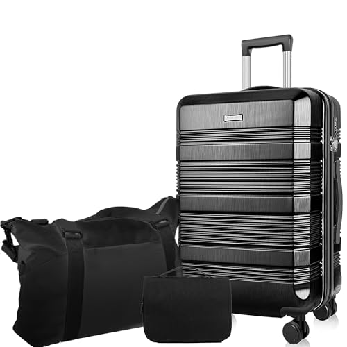 Carry On Luggage Hardshell Lightweight Luggage Set,Luggage Sets 20 in Carry on Suitcase ABS Handshell Luggage 3 Piece Set with TSA Lock Spinner Wheels (Black)