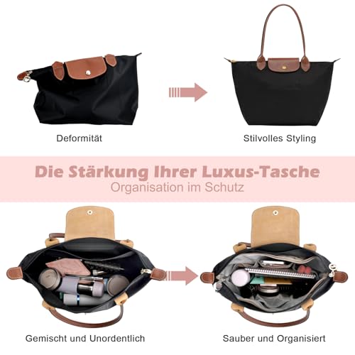 Taschen Organizer für longchamp tasche le pliage l, Taschenorganizer Shopper Polyester mit Schlüsselbund Wasserdicht für Handtaschen Damen… – Ansicht 4