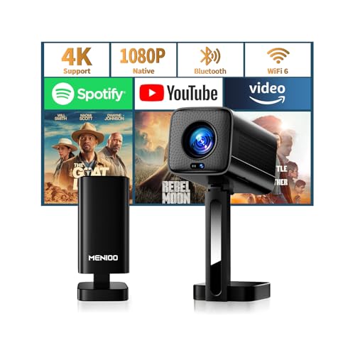 Image of Mini Projector [Built-in Apps & 2026 Upgraded] Support 4K 1080P Auto Focus & Keystone Correction 90° Rotatable, Portable Projector with WiFi 6 and Bluetooth 5.4 for HDMI/TV Stick/USB/Laptop - Black