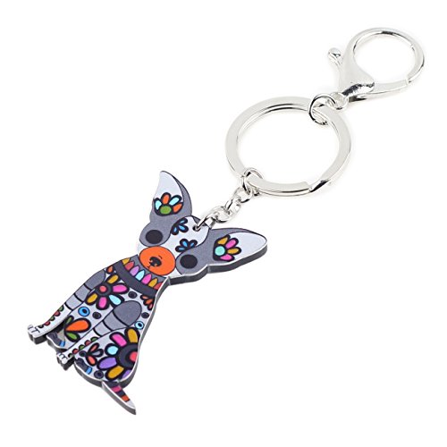 WEVENI Acrylic Chihuahua Dog Key Chain Cute Keychain Accessories For Women Girl Bag Car2