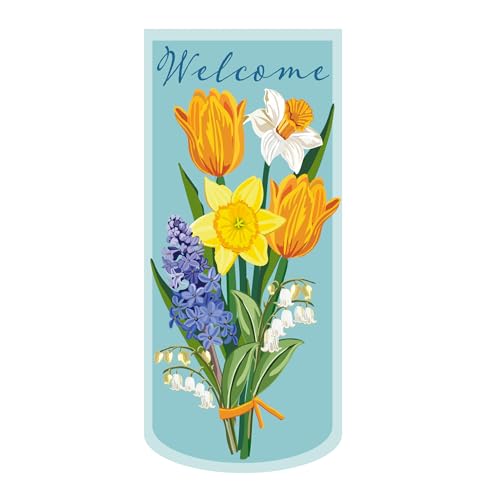 Evergreen Bouquet Of Spring Everlasting Impression Garden Flag 12x28 Double Sided, Welcome Spring Flags For Outside, Small House Flags for Front Door, Garden, Yard
