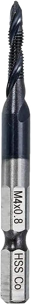 Hymnorq Combination Tap and Drill Bit - TIAIN Coated, M35 Cobalt Steel, 118° Split Point, M4 x 0.7mm Thread, 1/4 Inch Hex Shank, Heavy Duty Threading Tool for Hard Metals Like Stainless Steel