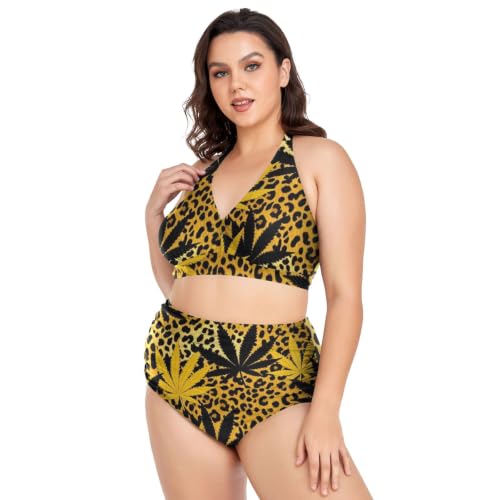 Maillot de bain 2 pièces taille plus : bikinis léopard réglables anti-complexes - 5