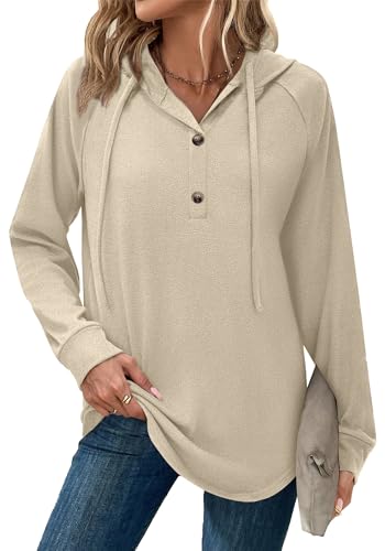 Hoodies for Women Long Sleeve Sweatshirts Fall Fashion Casual Womens Tops Apricot