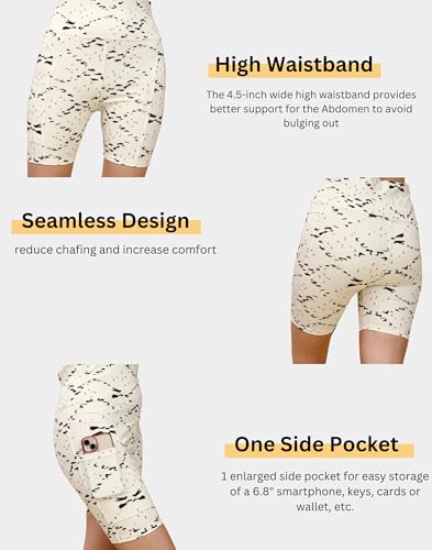 Image of Women's Polyester Stretchable Gym Shorts with Side Pockets High Waist Slim Fit Above Knee Length Activewear Tights Gym Fitness Cycling Running Yoga Shorts for Women