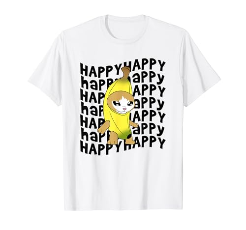 Happy Banana Cat Meme Bananacat Felice Kitty Amanti Gatto Meme Maglietta
