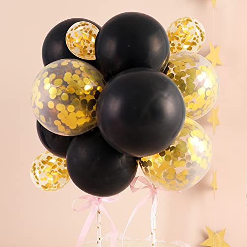 Image of Gold Confetti Balloons, 40 Pcs 5 Inch Clear Balloons with Confetti Inside for Graduation Engagement Cake Topper Decor Bridal Shower Baby Shower Birthday Party Decoration Supplies