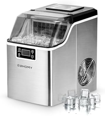 EUHOMY Ice Cube Maker Machine Countertop, 2 Ways to Add Water, 45Lbs/Day 24 Pcs Ready in 13 Mins, Self-Cleaning Portable Compact, with Ice Scoop & Basket, Perfect for Home/Kitchen/Office/Bar : Appliances