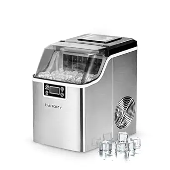 EUHOMY Ice Cube Maker Machine Countertop, 2 Ways to Add Water, 45Lbs/Day 24 Pcs Ready in 13 Mins, Self-Cleaning Portable Compact, with Ice Scoop & Basket, Perfect for Home/Kitchen/Office/Bar
