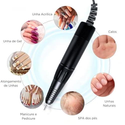 Caneta Lixadeira Elétrica Preta Unha Nail Drill Porquinho