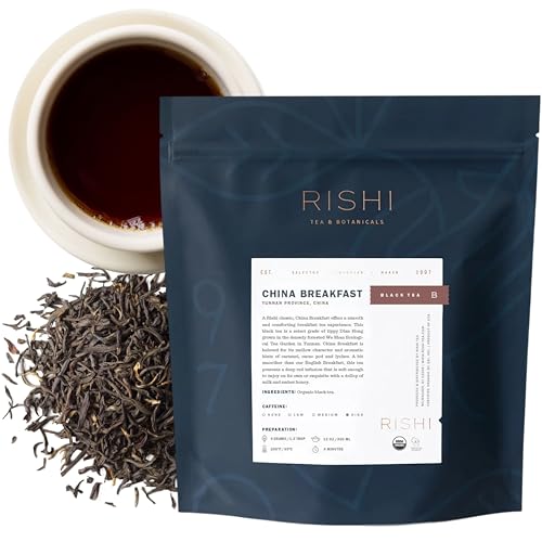 Rishi Tea China Breakfast Black Loose Leaf Tea - Organic, Robust & Caffeinated, Enjoy Hot or Iced - 16 Ounces, 50+ Servings