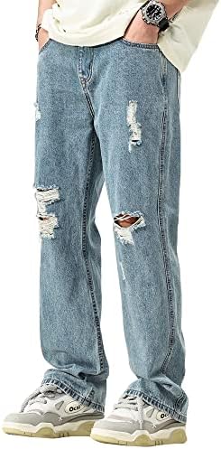 DOSLAVIDA Men's Baggy Jeans Loose Fit Ripped Distressed Jean Relaxed  Skateboard Denim Pants with Holes, Blue1, M : Buy Online at Best Price in  KSA - Souq is now Amazon.sa: Fashion