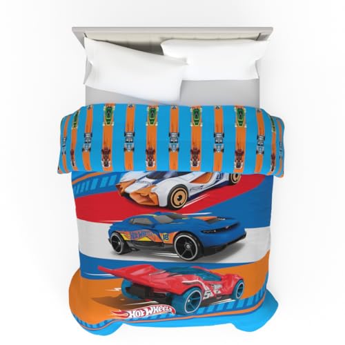 Franco Ropa de Cama para niños, edredón Reversible de Microfibra súper Suave, tamaño Individual/matrimonial, Hot Wheels