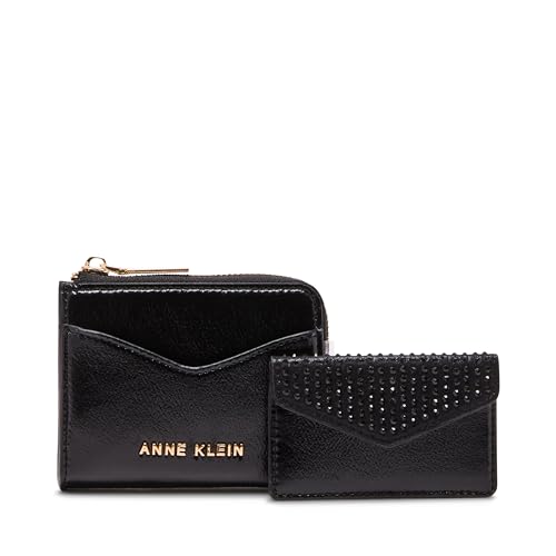 Anne Klein AK 2 piece envelope flap curved wallet with rhinestones2