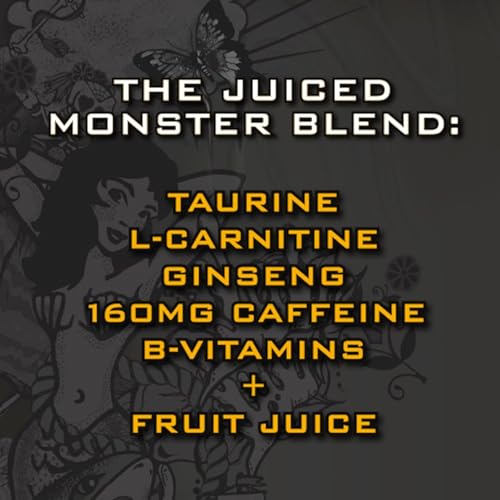 Image of Monster Juiced Energy Drink - Bad Apple Flavor, 500ml Cans (Pack of 12) By COUGAR - Energy + Juice Blend, Bold Apple Taste, High Caffeine & B-Vitamins (IMPORTED-USA)
