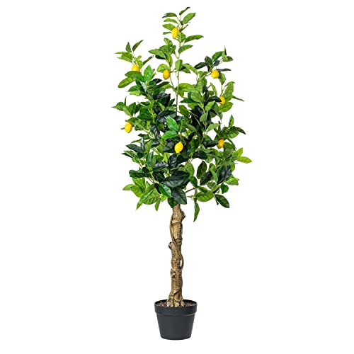 Vickerman 51' Real Touch Artificial Lemon Tree - Potted Faux Lemon Tree for Indoor Decor - Realistic Leaves and Fruit - Maintenance-Free Faux Tree for Home or Office Decoration