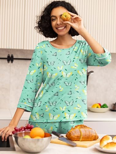 Image of PrinStory Womens Pajama Sets Capri Pjs Soft Lounge Sets XS-4XL