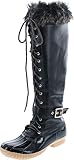 Nature Breeze FF70 Women's Knee High Lace Up Waterproof Insulated Boots, Color:BLACK, Size:6