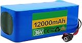 Bateria Bicicleta Electrica 36V 12Ah, 12000Mah Paquete De Batería De Iones De Litio, 700W Batería De Alta Potencia Ebike, con Cargador Y BMS 36V 12AH,6