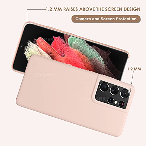 Image of LIRAMARK Liquid Silicone Soft Back Cover Case for Samsung Galaxy S21 Ultra (Pink)