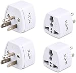 4 Pack of TEDLIN Universal Three-pin European India to US and Canada Travel Plug Adapter - 250V 10A Universal AU UK EU to US AC Plug Travel Socket Adapter Converter Outlet Plug Converter