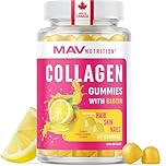 Collagen Gummies | With Biotin Vitamin C, E & Zinc | Lemon Flavor | Hair Growth and Anti-Aging, Skin, Strong Nails, & Beauty | Collagen Protein Supplements for Women | 60 Non-GMO Gummy Vitamins