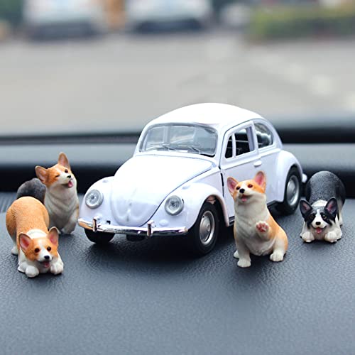 Juego 3 piezas figuras de resina Corgi amarillo miniatura 2
