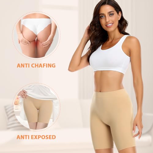 Image of Womens Slip Shorts for Under Dresses Smooth Anti Chafing Underwear Seamless Safety Under Shorts