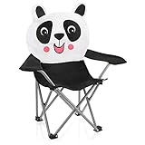 com-four® Kinderklappstuhl Panda - Angelsessel schwarz für Kinder - Faltstuhl für Camping und Garten - Klappstuhl mit Transporttasche - Kinderstuhl mit Armlehnen zum Falten (1 Stück - Panda)