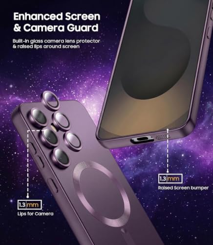 Image of DIZORO Samsung A55 Case, Compatible with MagSafe Back Cover, Matte Luxury Metallic Luster Flexible TPU Wireless Charging Shockproof Case with Camera Protector - Deep