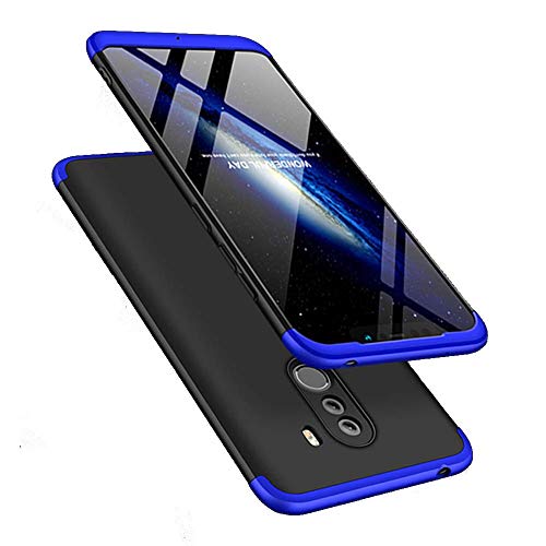 LEECOCO Xiaomi Pocophone F1 Case Ultra Thin 3 in 1 360 Degree Full Body Protective Case Premium Slim Shockproof Hard PC Plastic Anti-Scratch Bumper Cover for Xiaomi Pocophone F1 3 in 1 Black Blue AR