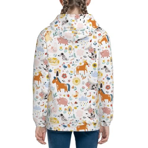 Cute Farm Animals Kids Pullover Hoodies Boys Sweatshirts Girls Athletic Clothes with Pocket4
