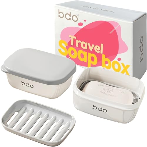 Image of PEISAINOX Travel Soap Case, Leakproof Soap Container with Lid, Portable Bar Soap Holder for Traveling, Soap Dishe for Bathroom, Shower, Gym, School, Camping, Vacation, Outdoor,Travel Essentials