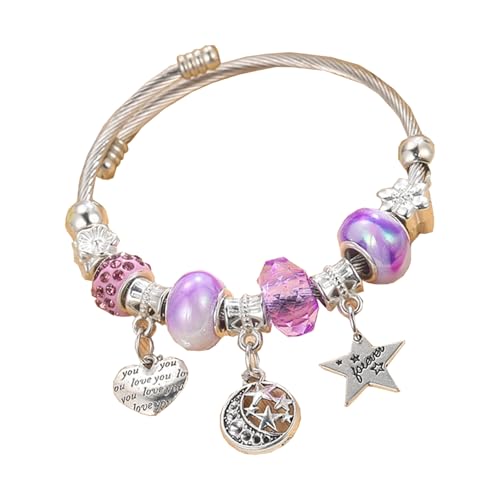 Cnrfeoap Bracelet en acier inoxydable fait à la main avec strass et perles résistantes à la corrosion, taille unique, Comme décrit