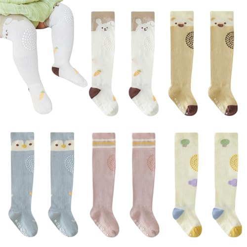 Toddler Baby Knee High Non-skid Socks Boy Girl Non Slip Socks Infant Crawling Stockings for Spring Summer Autumn