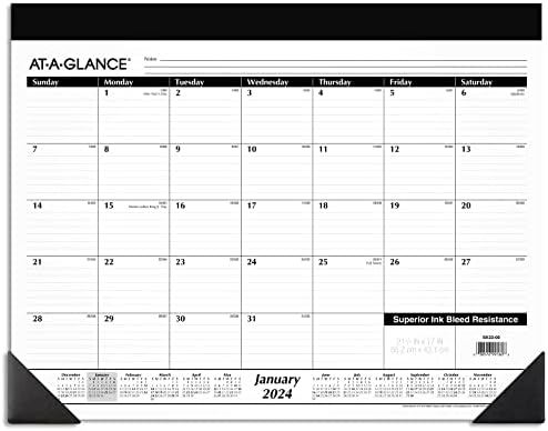 AT-A-GLANCE 2024 Desk Calendar, Monthly Desk Pad, 21-3/4" x 17", Standard (SK220024)
