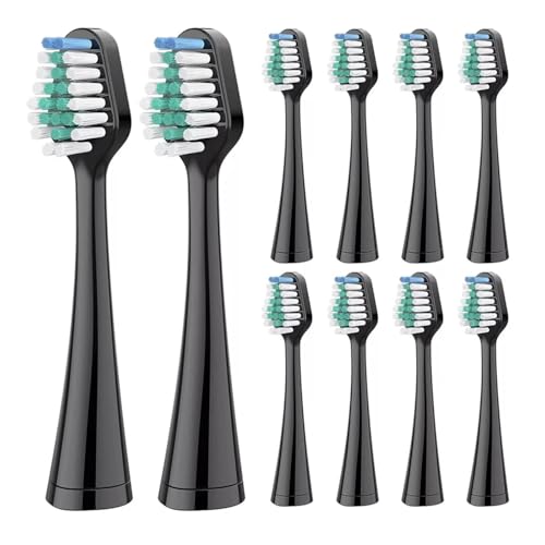 Ersatz-Zahnbürstenköpfe, kompatibel mit Waterpik Electric Adult Oral Hygiene Clean Dental Center Bristle Soft Düsen(10pcs black green)
