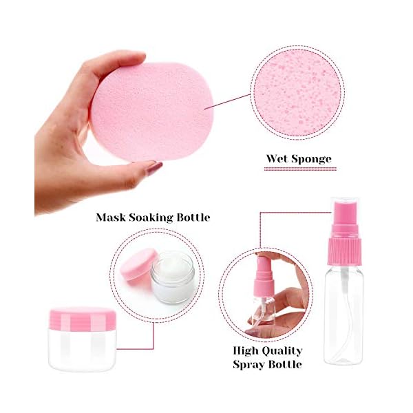 anezus 11 Pcs DIY Facial mask Mixing Tool Kit with Bowl Stick Spatula Silicone Brush Spray Bottle Puff Soaking Bottle Gauges (Pink)