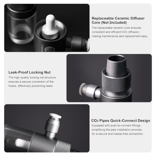 Image of FZONE Aquarium Inline CO2 Diffuser, Fits 1 /2 inch ID tubing