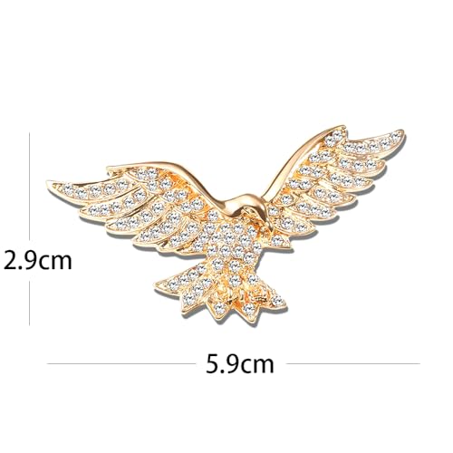 Image of Fashion Crystal Eagle Bird Brooch Pin Full Cubic Zirconia Hawk Suit Pin Rhinestone Animal Eagle Lapel Pin Jewelry for Women Men Gifts